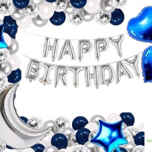 Happy Birthday Decoration Royal Blue Silver Theme