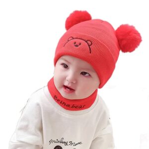 OSP RS2004000 Baby Boys – Girls Knit Woolen Hat Cap Neck Scarf Soft Wool Warm Acrylic Lycra Monkey Beanie Winter Capset for Unisex Kids (1Yrs – 5Yrs)